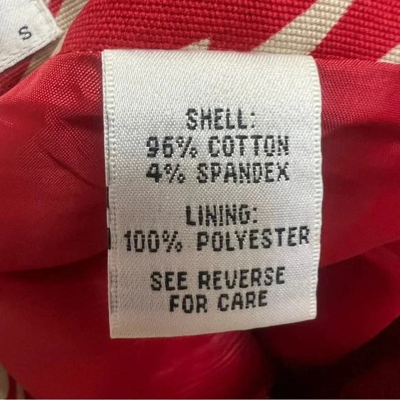 Talbots starburst pattern red and off white belted skirt, zipper pockets size 12 - Picture 10 of 12